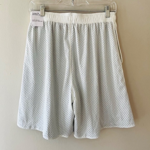 Nike Sz M Authentic Mens Practice Reversible Mesh Shorts White Green Pockets - Picture 8 of 8